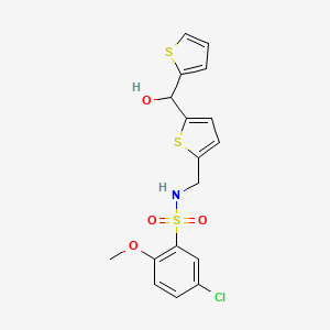 molecular formula C17H16ClNO4S3 B2488501 5-chloro-N-((5-(hydroxy(thiophen-2-yl)methyl)thiophen-2-yl)methyl)-2-methoxybenzenesulfonamide CAS No. 1421456-84-9