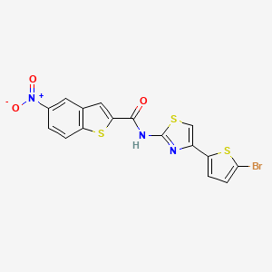 molecular formula C16H8BrN3O3S3 B2488516 N-[4-(5-bromothiophen-2-yl)-1,3-thiazol-2-yl]-5-nitro-1-benzothiophene-2-carboxamide CAS No. 391867-23-5
