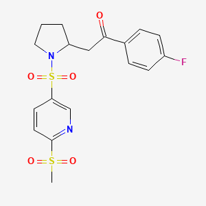 1-(4-Fluorophenyl)-2-{1-[(6-methanesulfonylpyridin-3-yl)sulfonyl]pyrrolidin-2-yl}ethan-1-one