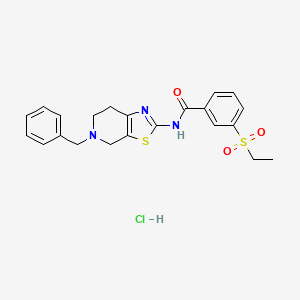 molecular formula C22H24ClN3O3S2 B2488525 N-(5-benzyl-4,5,6,7-tetrahydrothiazolo[5,4-c]pyridin-2-yl)-3-(ethylsulfonyl)benzamide hydrochloride CAS No. 1189958-26-6