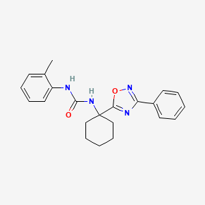 molecular formula C22H24N4O2 B2488527 1-(2-Methylphenyl)-3-[1-(3-phenyl-1,2,4-oxadiazol-5-yl)cyclohexyl]urea CAS No. 1396794-97-0