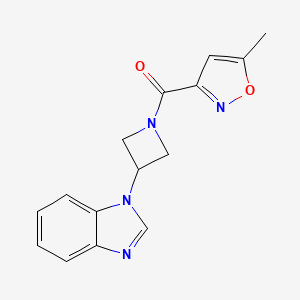 molecular formula C15H14N4O2 B2488530 [3-(Benzimidazol-1-yl)azetidin-1-yl]-(5-methyl-1,2-oxazol-3-yl)methanone CAS No. 2380166-73-2