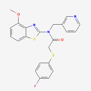 molecular formula C22H18FN3O2S2 B2488531 2-((4-氟苯基)硫)-N-(4-甲氧基苯并[4,5-c]噻唑-2-基)-N-(吡啶-3-基甲基)乙酰胺 CAS No. 941988-82-5