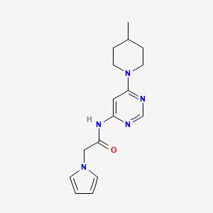molecular formula C16H21N5O B2488537 N-(6-(4-methylpiperidin-1-yl)pyrimidin-4-yl)-2-(1H-pyrrol-1-yl)acetamide CAS No. 1396812-94-4