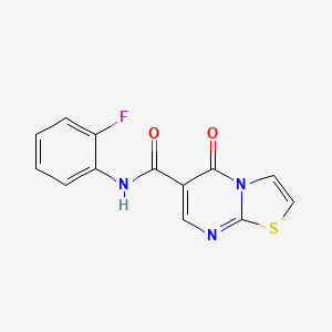 molecular formula C13H8FN3O2S B2488544 N-(2-fluorophenyl)-5-oxo-5H-[1,3]thiazolo[3,2-a]pyrimidine-6-carboxamide CAS No. 851943-86-7