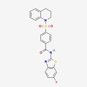 molecular formula C23H18FN3O3S2 B2488548 4-(3,4-二氢喹啉-1(2H)-基磺酰基)-N-(6-氟苯并[d]噻唑-2-基)苯甲酰胺 CAS No. 941905-67-5