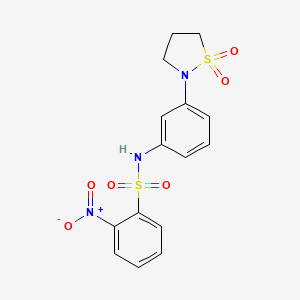 molecular formula C15H15N3O6S2 B2488564 N-(3-(1,1-dioxidoisothiazolidin-2-yl)phenyl)-2-nitrobenzenesulfonamide CAS No. 941948-96-5
