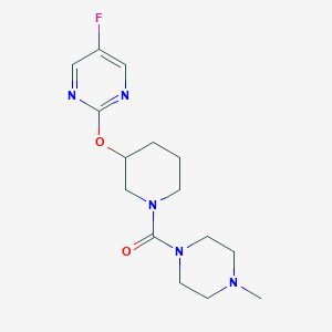 molecular formula C15H22FN5O2 B2488566 (3-((5-Fluoropyrimidin-2-yl)oxy)piperidin-1-yl)(4-methylpiperazin-1-yl)methanone CAS No. 2034326-55-9