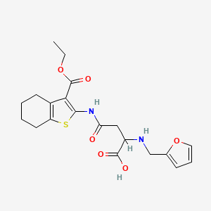 molecular formula C20H24N2O6S B2488572 4-((3-(Ethoxycarbonyl)-4,5,6,7-tetrahydrobenzo[b]thiophen-2-yl)amino)-2-((furan-2-ylmethyl)amino)-4-oxobutanoic acid CAS No. 1047683-65-7