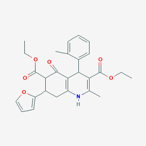 molecular formula C27H29NO6 B248858 Diethyl 7-(2-furyl)-2-methyl-4-(2-methylphenyl)-5-oxo-1,4,5,6,7,8-hexahydro-3,6-quinolinedicarboxylate 