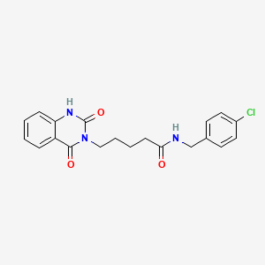 molecular formula C20H20ClN3O3 B2488586 N-[(4-chlorophenyl)methyl]-5-(2,4-dioxo-1H-quinazolin-3-yl)pentanamide CAS No. 932990-16-4