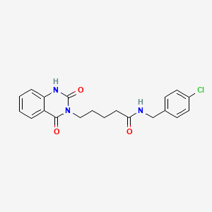 molecular formula C20H20ClN3O3 B2488586 N-[(4-氯苯基)甲基]-5-(2,4-二氧代-1H-喹唑啉-3-基)戊酰胺 CAS No. 932990-16-4