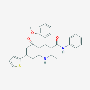 molecular formula C28H26N2O3S B248859 4-(2-methoxyphenyl)-2-methyl-5-oxo-N-phenyl-7-(2-thienyl)-1,4,5,6,7,8-hexahydro-3-quinolinecarboxamide 