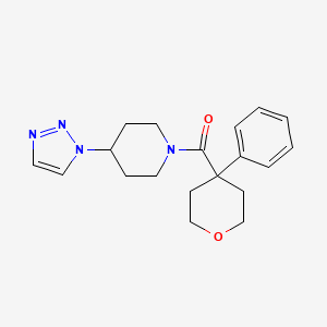 molecular formula C19H24N4O2 B2488593 (4-(1H-1,2,3-triazol-1-yl)piperidin-1-yl)(4-phenyltetrahydro-2H-pyran-4-yl)methanone CAS No. 1795212-58-6