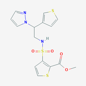 molecular formula C15H15N3O4S3 B2488597 methyl 3-(N-(2-(1H-pyrazol-1-yl)-2-(thiophen-3-yl)ethyl)sulfamoyl)thiophene-2-carboxylate CAS No. 2034494-12-5