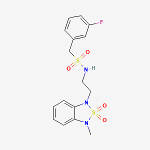 molecular formula C16H18FN3O4S2 B2488600 1-(3-fluorophenyl)-N-(2-(3-methyl-2,2-dioxidobenzo[c][1,2,5]thiadiazol-1(3H)-yl)ethyl)methanesulfonamide CAS No. 2034239-06-8