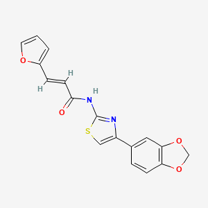 molecular formula C17H12N2O4S B2488606 (E)-N-(4-(benzo[d][1,3]dioxol-5-yl)thiazol-2-yl)-3-(furan-2-yl)acrylamide CAS No. 391866-98-1