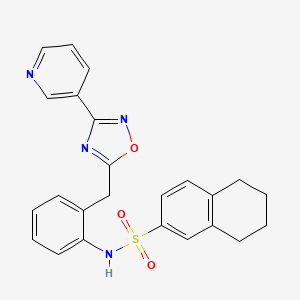 molecular formula C24H22N4O3S B2488607 N-(2-((3-(pyridin-3-yl)-1,2,4-oxadiazol-5-yl)methyl)phenyl)-5,6,7,8-tetrahydronaphthalene-2-sulfonamide CAS No. 1797959-61-5