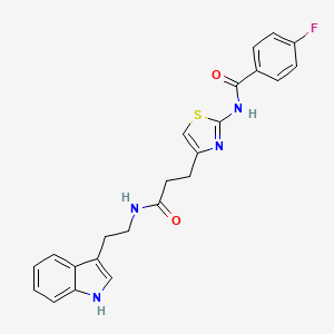 molecular formula C23H21FN4O2S B2488611 N-(4-(3-((2-(1H-吲哚-3-基)乙基)氨基)-3-氧代丙基)噻唑-2-基)-4-氟苯酰胺 CAS No. 1021218-81-4