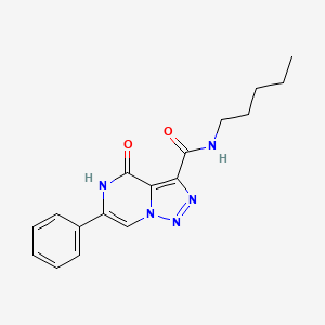 molecular formula C17H19N5O2 B2488621 4-oxo-N-pentyl-6-phenyl-4,5-dihydro[1,2,3]triazolo[1,5-a]pyrazine-3-carboxamide CAS No. 2108839-54-7