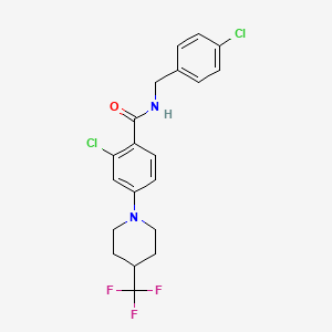 2-chloro-N-[(4-chlorophenyl)methyl]-4-[4-(trifluoromethyl)piperidin-1-yl]benzamide