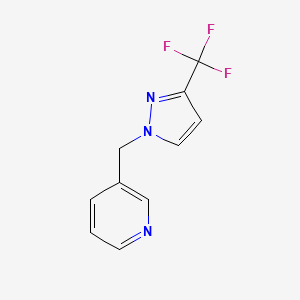 molecular formula C10H8F3N3 B2488631 3-((3-(三氟甲基)-1H-吡唑-1-基)甲基)吡啶 CAS No. 1778384-22-7