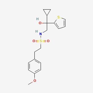 molecular formula C18H23NO4S2 B2488639 N-(2-cyclopropyl-2-hydroxy-2-(thiophen-2-yl)ethyl)-2-(4-methoxyphenyl)ethanesulfonamide CAS No. 1396887-68-5