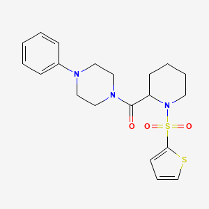 molecular formula C20H25N3O3S2 B2488641 (4-Phenylpiperazin-1-yl)(1-(thiophen-2-ylsulfonyl)piperidin-2-yl)methanone CAS No. 1097639-28-5