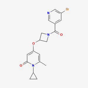 molecular formula C18H18BrN3O3 B2488655 4-((1-(5-bromonicotinoyl)azetidin-3-yl)oxy)-1-cyclopropyl-6-methylpyridin-2(1H)-one CAS No. 2034238-00-9
