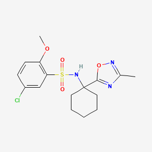 molecular formula C16H20ClN3O4S B2488656 5-chloro-2-methoxy-N-[1-(3-methyl-1,2,4-oxadiazol-5-yl)cyclohexyl]benzenesulfonamide CAS No. 1396859-96-3