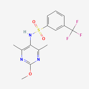 molecular formula C14H14F3N3O3S B2488657 N-(2-methoxy-4,6-dimethylpyrimidin-5-yl)-3-(trifluoromethyl)benzenesulfonamide CAS No. 2176070-40-7