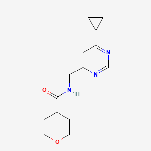 molecular formula C14H19N3O2 B2488659 N-((6-cyclopropylpyrimidin-4-yl)methyl)tetrahydro-2H-pyran-4-carboxamide CAS No. 2210050-89-6