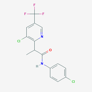 molecular formula C15H11Cl2F3N2O B2488661 N-(4-Chlorophenyl)-2-(3-chloro-5-(trifluoromethyl)-2-pyridinyl)propanamide CAS No. 303148-07-4