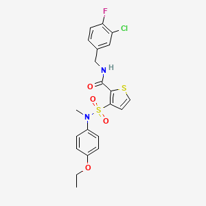 molecular formula C21H20ClFN2O4S2 B2488672 N-(3-氯-4-氟苄基)-3-[(4-乙氧苯基)(甲基)磺酰基]噻吩-2-甲酰胺 CAS No. 1251561-88-2