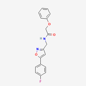 molecular formula C18H15FN2O3 B2488678 N-((5-(4-fluorophenyl)isoxazol-3-yl)methyl)-2-phenoxyacetamide CAS No. 953010-43-0