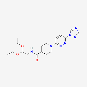 molecular formula C18H27N7O3 B2488679 1-(6-(1H-1,2,4-triazol-1-yl)pyridazin-3-yl)-N-(2,2-diethoxyethyl)piperidine-4-carboxamide CAS No. 1704613-63-7