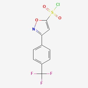 molecular formula C10H5ClF3NO3S B2488683 3-[4-(Trifluoromethyl)phenyl]-1,2-oxazole-5-sulfonyl chloride CAS No. 2044871-72-7