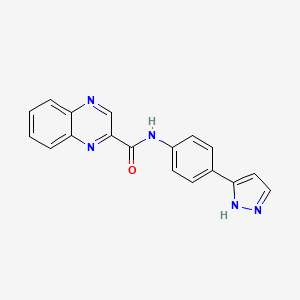 molecular formula C18H13N5O B2488693 N-(4-(1H-吡唑-3-基)苯基)喹喔啉-2-甲酰胺 CAS No. 1208468-09-0