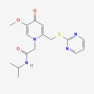 molecular formula C16H20N4O3S B2488715 N-isopropyl-2-(5-methoxy-4-oxo-2-((pyrimidin-2-ylthio)methyl)pyridin-1(4H)-yl)acetamide CAS No. 920200-10-8