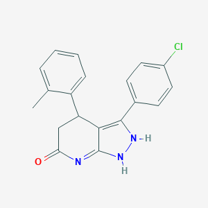 molecular formula C19H16ClN3O B248872 3-(4-chlorophenyl)-4-(2-methylphenyl)-1,2,4,5-tetrahydropyrazolo[3,4-b]pyridin-6-one 