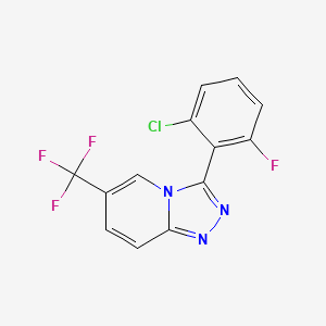 molecular formula C13H6ClF4N3 B2488735 3-(2-Chloro-6-fluorophenyl)-6-(trifluoromethyl)-[1,2,4]triazolo[4,3-a]pyridine CAS No. 311799-07-2