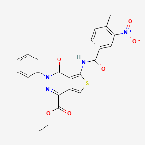 molecular formula C23H18N4O6S B2488768 Ethyl 5-[(4-methyl-3-nitrobenzoyl)amino]-4-oxo-3-phenylthieno[3,4-d]pyridazine-1-carboxylate CAS No. 851947-35-8
