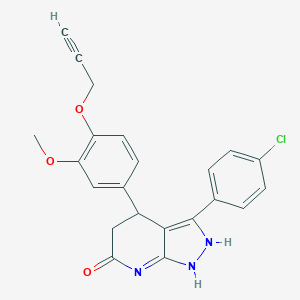 molecular formula C22H18ClN3O3 B248878 3-(4-chlorophenyl)-4-(3-methoxy-4-prop-2-ynoxyphenyl)-1,2,4,5-tetrahydropyrazolo[3,4-b]pyridin-6-one 
