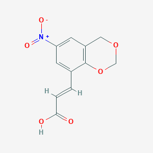 B2488782 (2E)-3-(6-Nitro-2,4-dihydro-1,3-benzodioxin-8-yl)prop-2-enoic acid CAS No. 869472-63-9