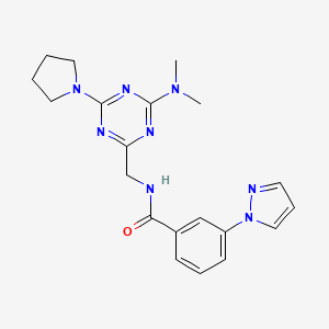 N-((4-(dimethylamino)-6-(pyrrolidin-1-yl)-1,3,5-triazin-2-yl)methyl)-3-(1H-pyrazol-1-yl)benzamide