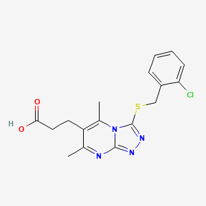 3-{3-[(2-Chlorobenzyl)sulfanyl]-5,7-dimethyl[1,2,4]triazolo[4,3-a]pyrimidin-6-yl}propanoic acid