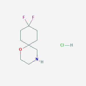 molecular formula C9H16ClF2NO B2488804 9,9-二氟-1-氧-4-氮杂螺[5.5]十一烷;盐酸盐 CAS No. 2309465-90-3