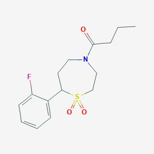 1-(7-(2-Fluorophenyl)-1,1-dioxido-1,4-thiazepan-4-yl)butan-1-one