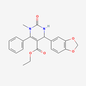 molecular formula C21H20N2O5 B2488831 ethyl 4-(2H-1,3-benzodioxol-5-yl)-1-methyl-2-oxo-6-phenyl-1,2,3,4-tetrahydropyrimidine-5-carboxylate CAS No. 300573-56-2