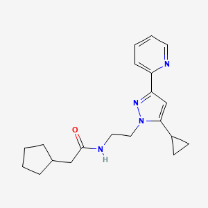 molecular formula C20H26N4O B2488835 2-cyclopentyl-N-(2-(5-cyclopropyl-3-(pyridin-2-yl)-1H-pyrazol-1-yl)ethyl)acetamide CAS No. 1797294-61-1